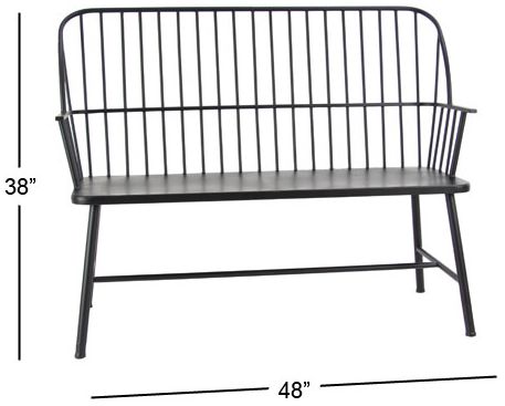 Image 7 Black Metal Farmhouse Outdoor Bench, 48" x 19" x 38" more views