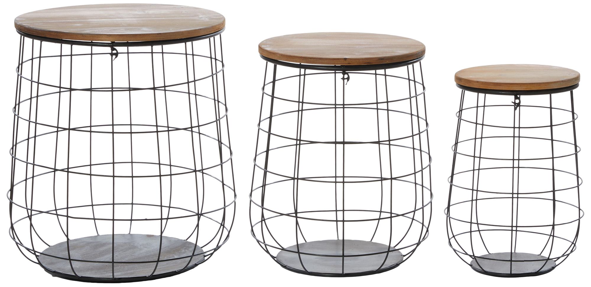 Image 2 Black Metal Farmhouse Storage Basket, S/3 18", 20", 23"H