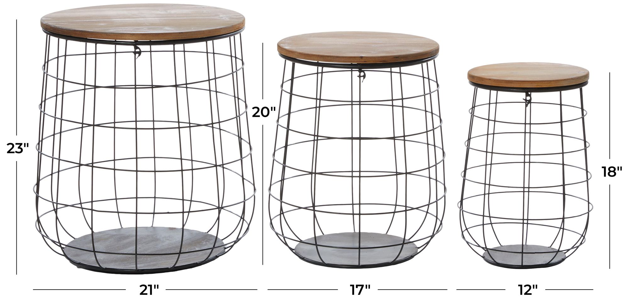 Image 7 Black Metal Farmhouse Storage Basket, S/3 18", 20", 23"H more views