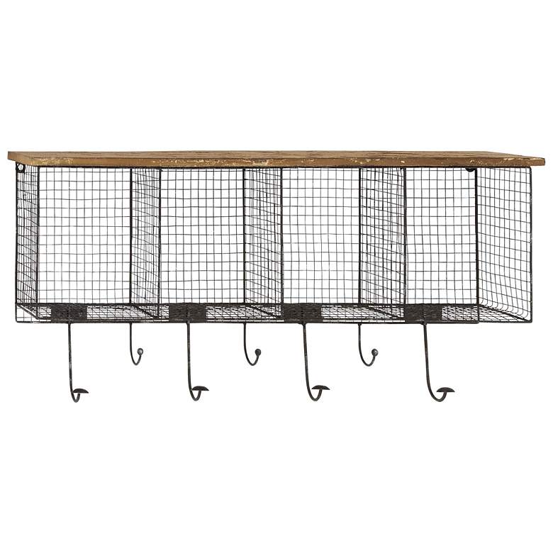 Image 1 Black Metal Farmhouse Wall Hook, 32" x 6" x 14"