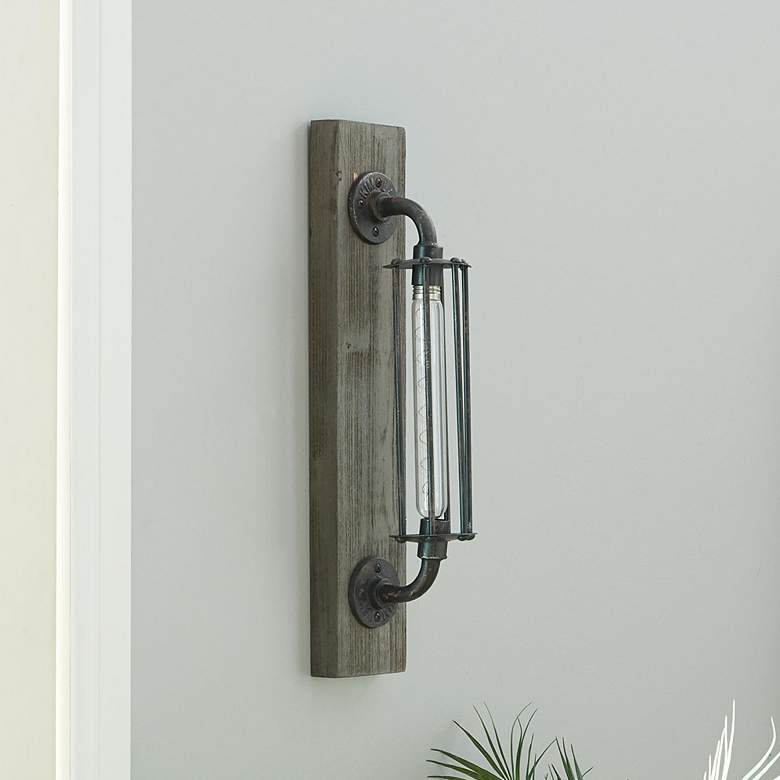 Image 1 Black Metal Geometric Battery Operated Accent Lamp, 4" x 6" x 20"