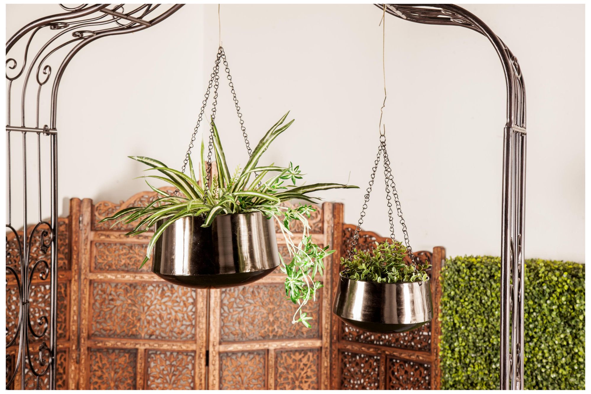 Image 4 Black Metal Glam Wall Planter, S/2 5", 7"H more views