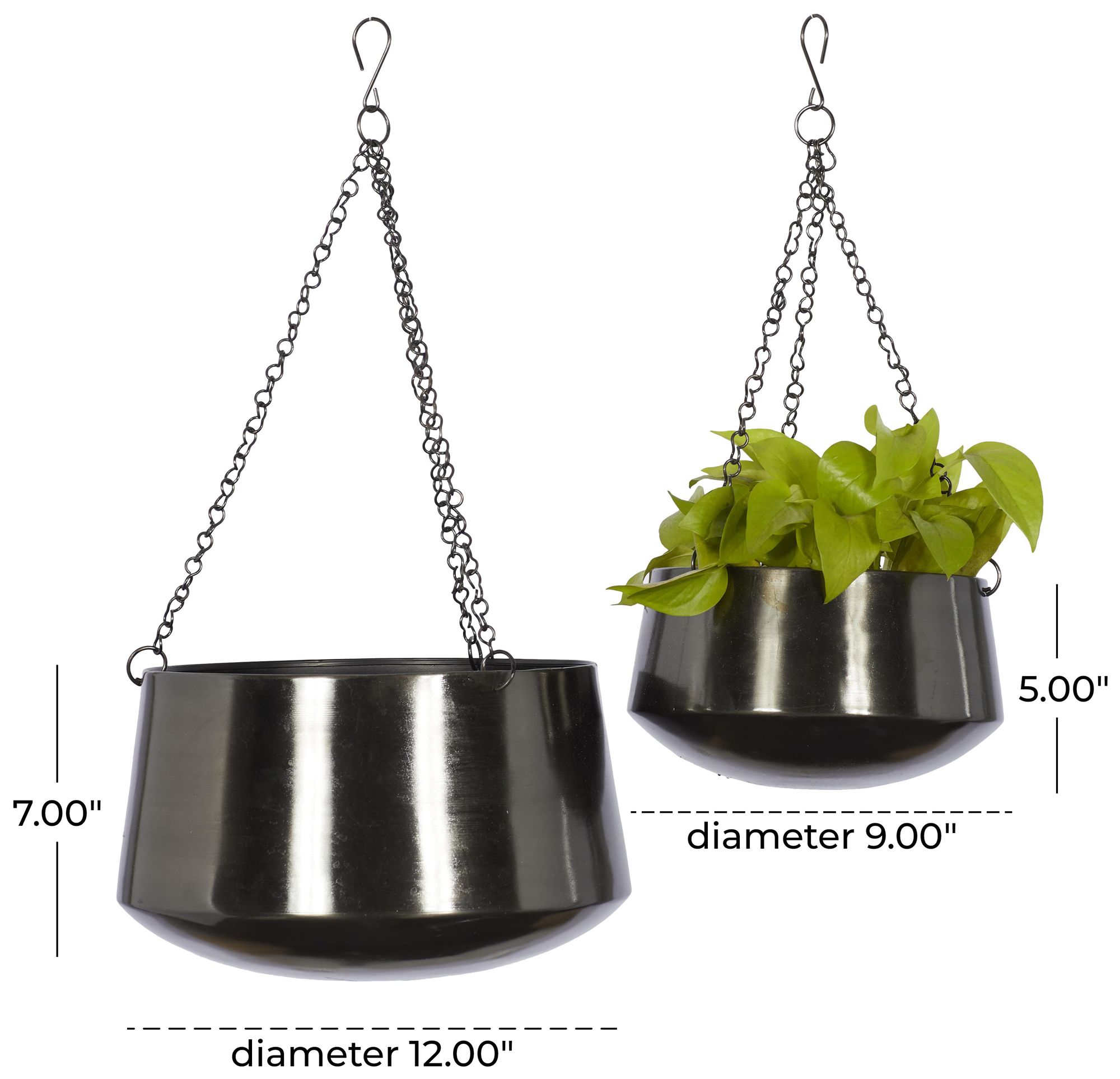 Image 6 Black Metal Glam Wall Planter, S/2 5", 7"H more views