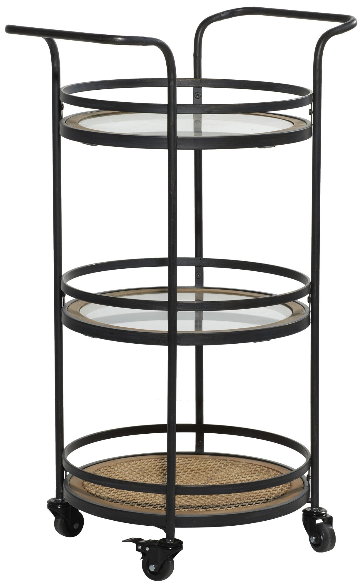 Image 2 Black Metal Industrial Bar Cart, 21" x 16" x 35"