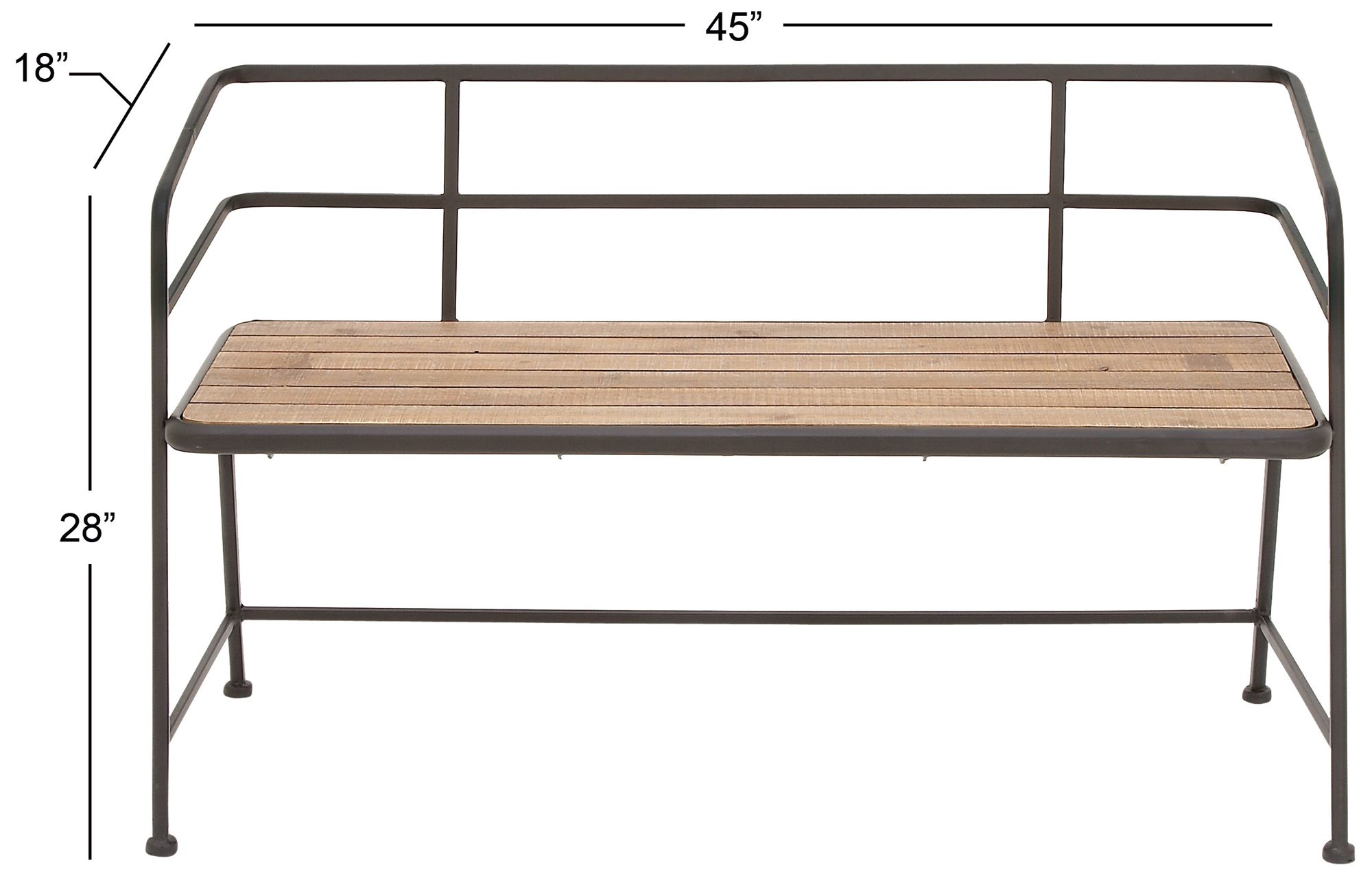 Image 5 Black Metal Industrial Bench, 45" x 18" x 28" more views
