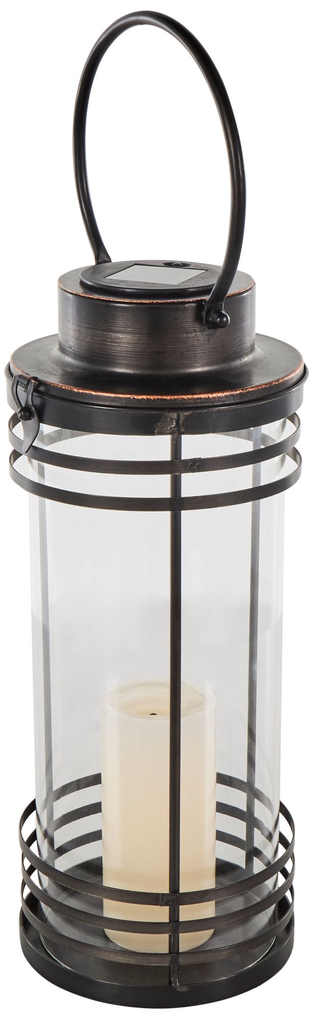 Image 2 Black Metal Industrial Candle Lantern, 7" x 7" x 17"