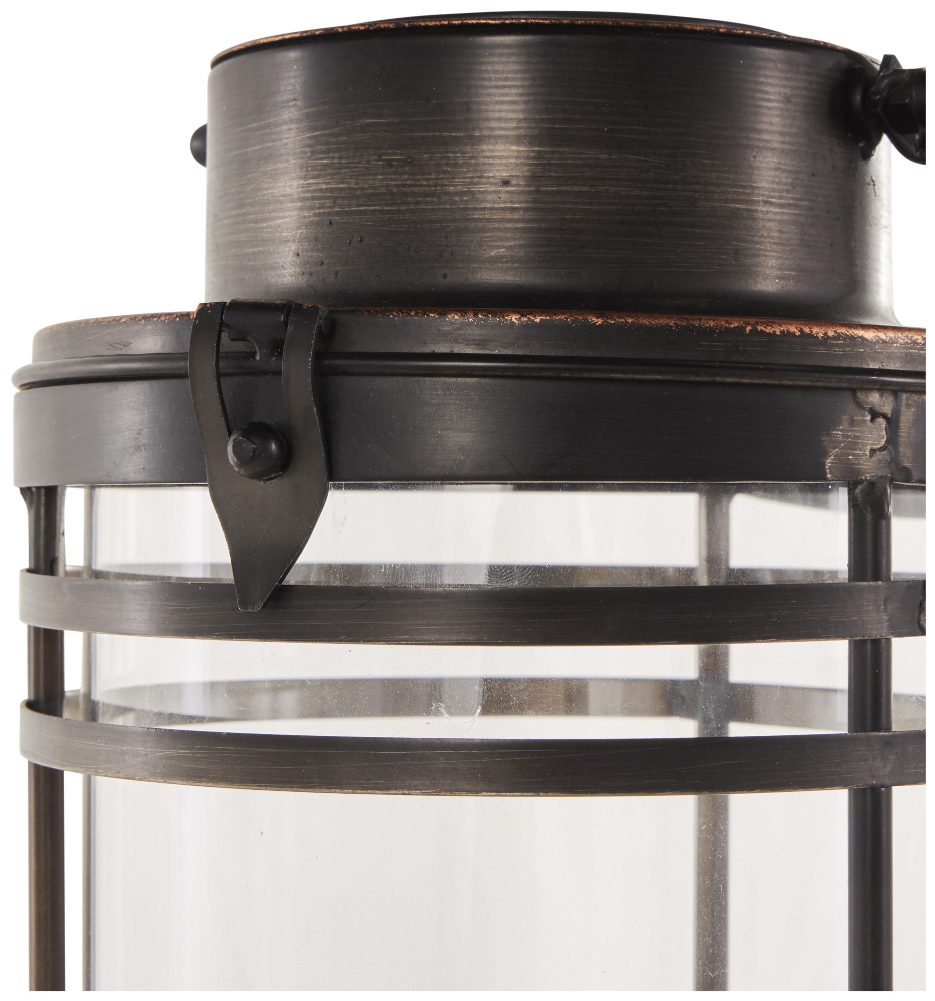 Image 3 Black Metal Industrial Candle Lantern, 7" x 7" x 17" more views