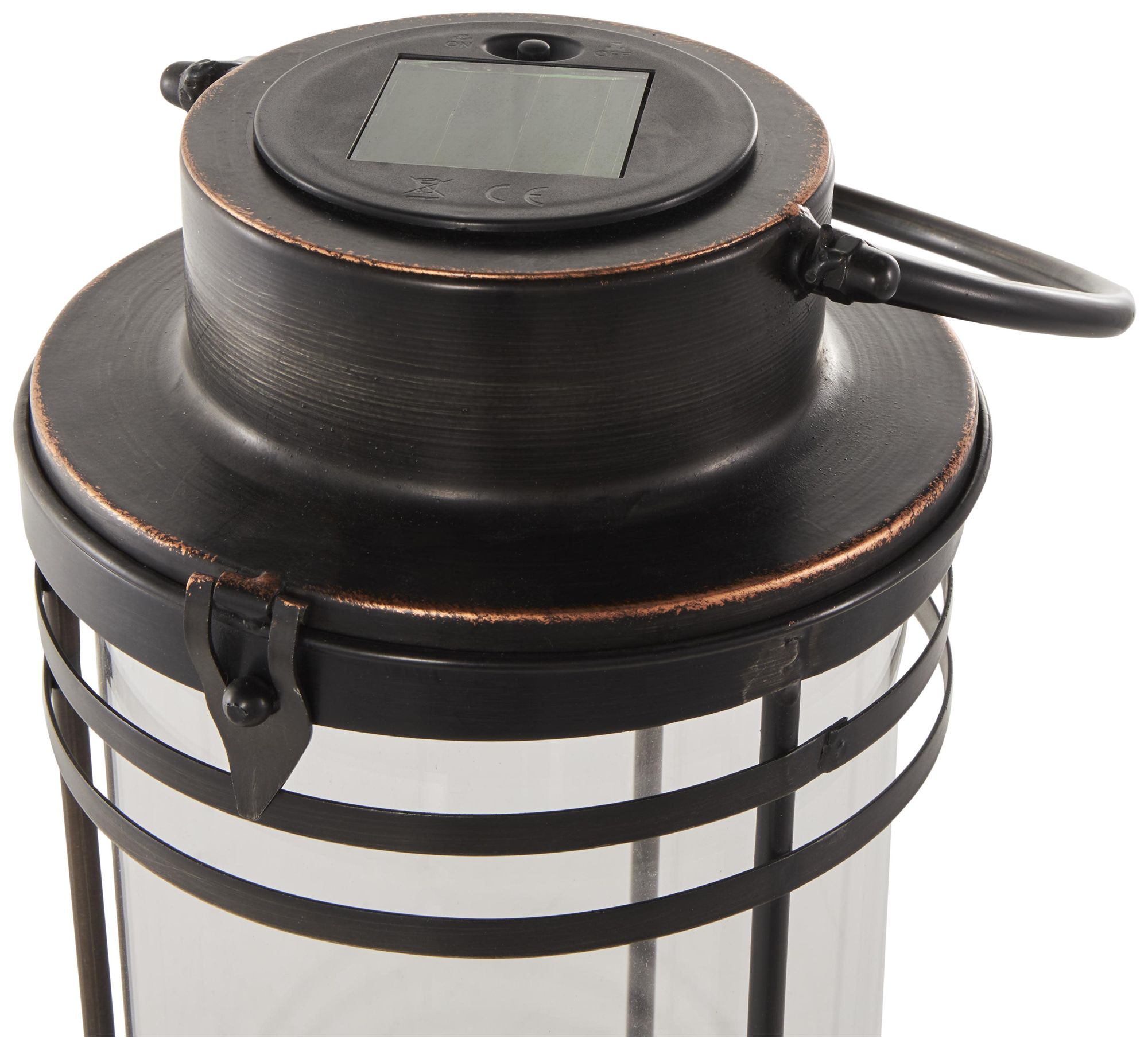 Image 4 Black Metal Industrial Candle Lantern, 7" x 7" x 17" more views