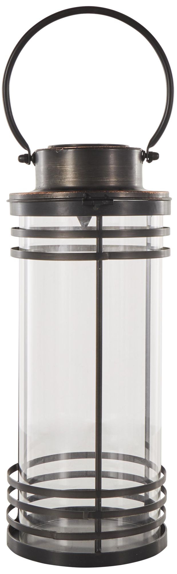 Image 5 Black Metal Industrial Candle Lantern, 7" x 7" x 17" more views