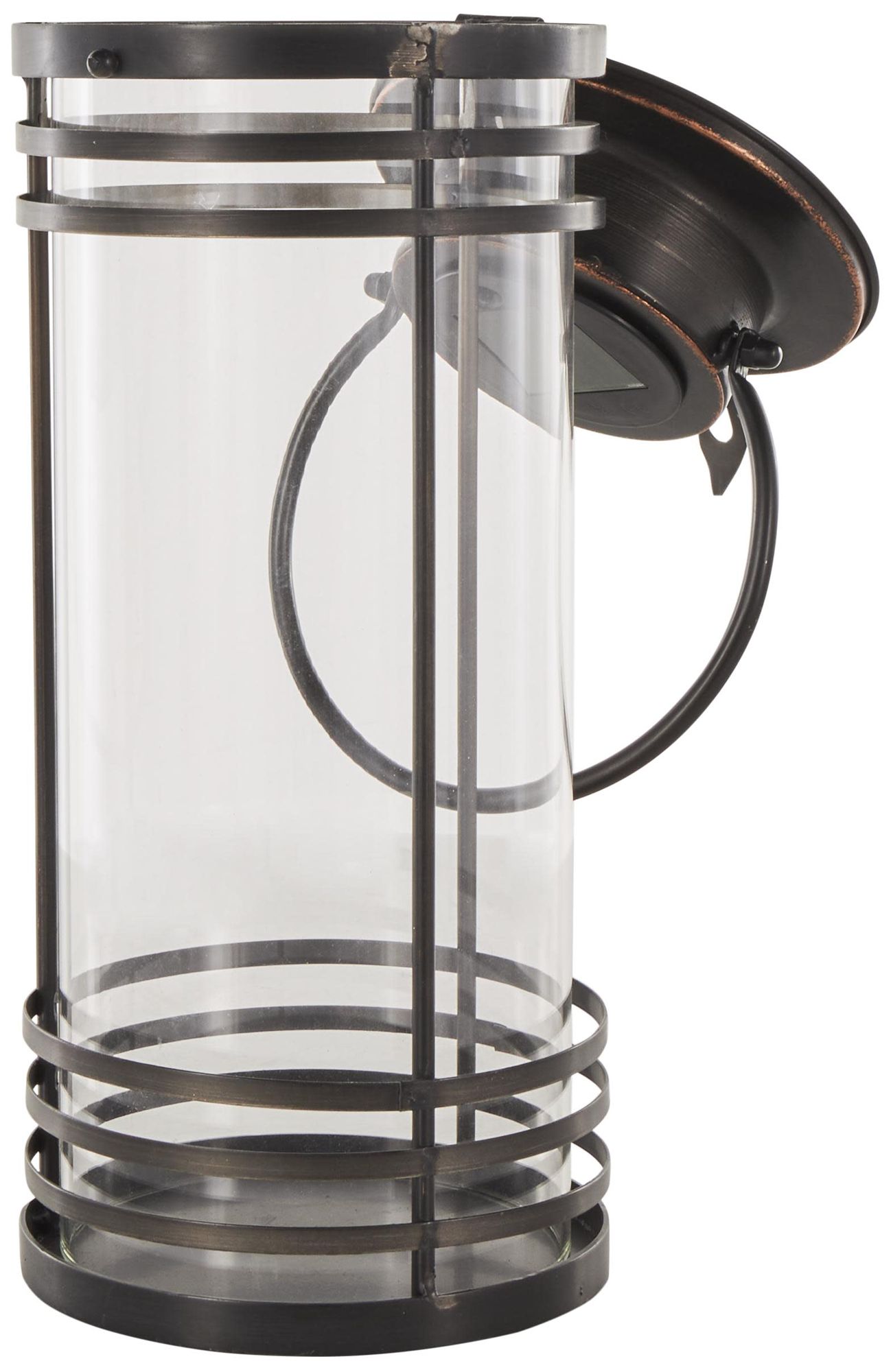 Image 6 Black Metal Industrial Candle Lantern, 7" x 7" x 17" more views