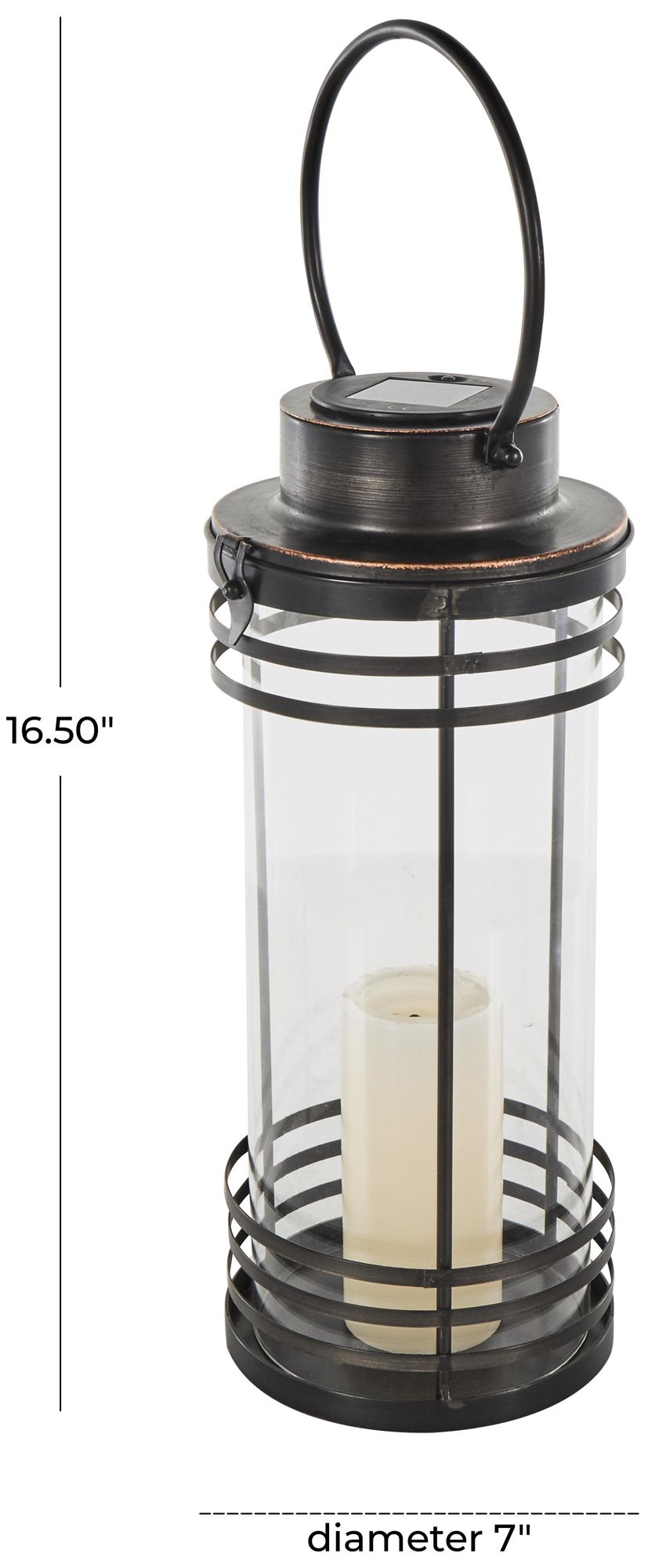 Image 7 Black Metal Industrial Candle Lantern, 7" x 7" x 17" more views