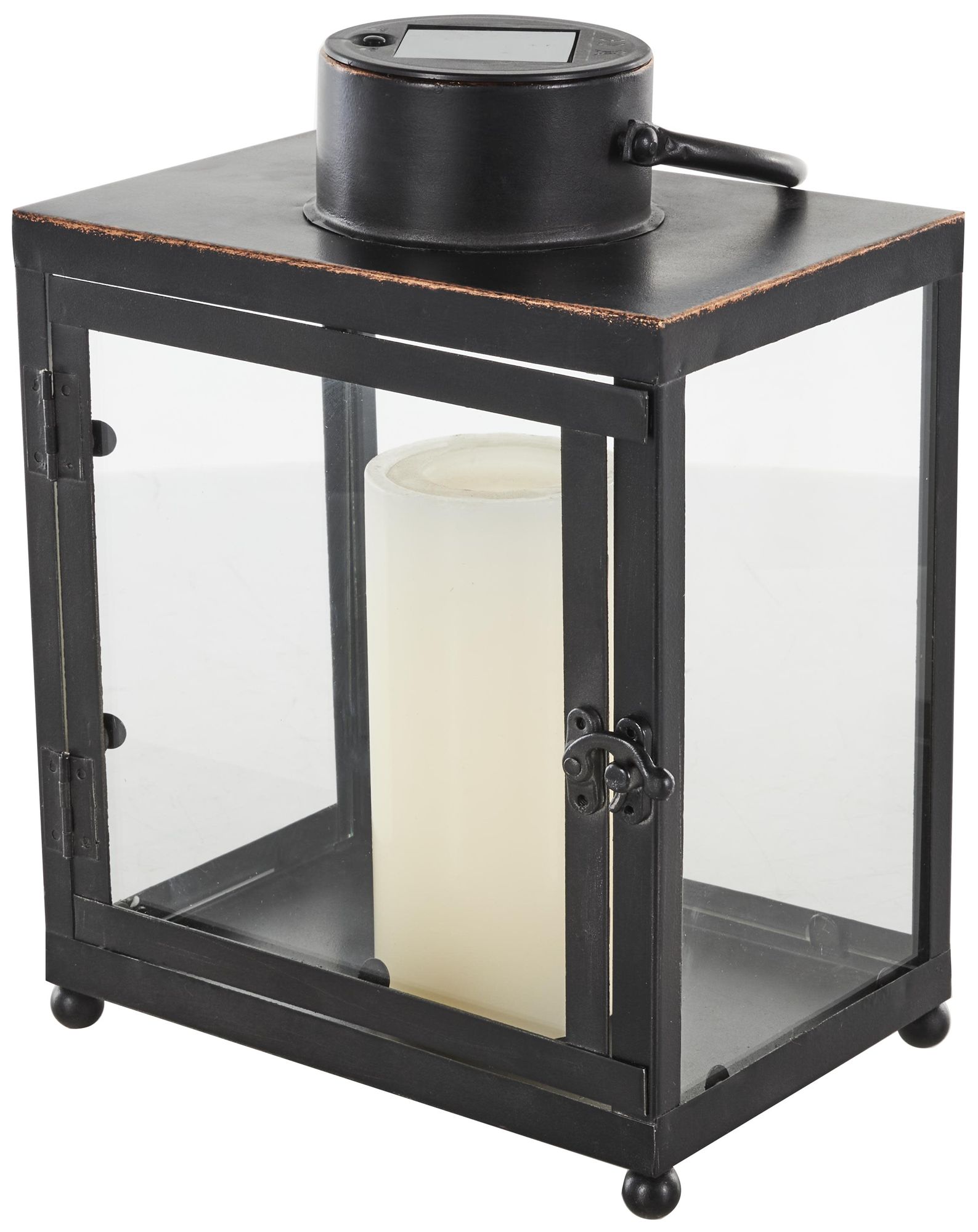 Image 2 Black Metal Industrial Candle Lantern, 8" x 7" x 11"