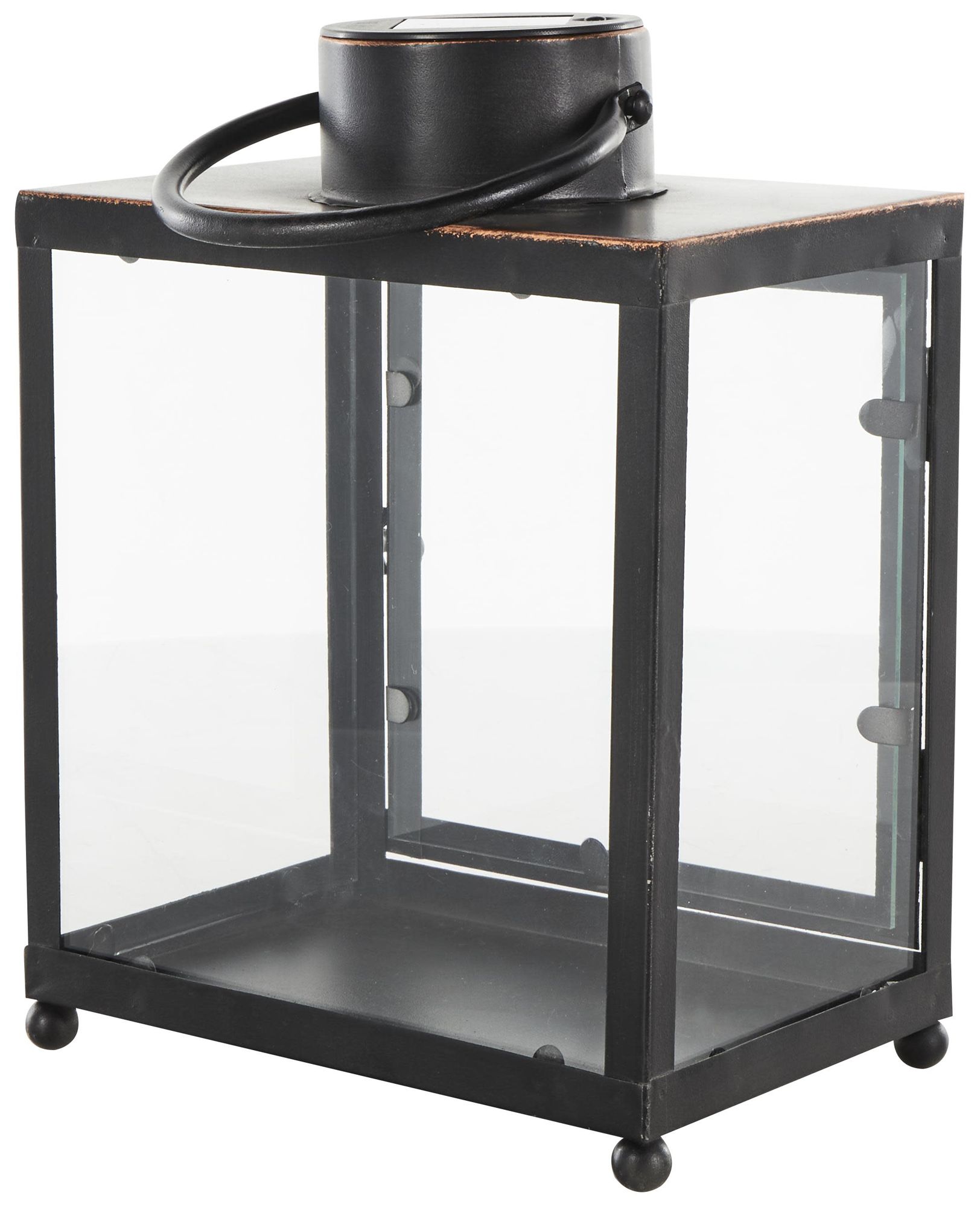 Image 6 Black Metal Industrial Candle Lantern, 8" x 7" x 11" more views