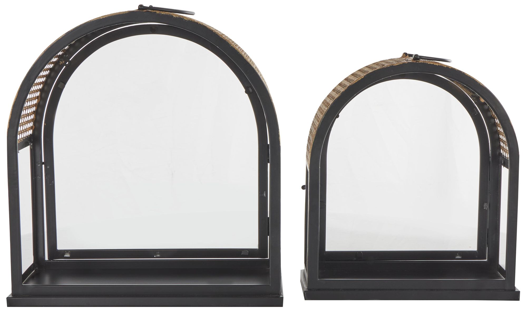 Image 5 Black Metal Industrial Candle Lantern, S/2 17", 14"H more views