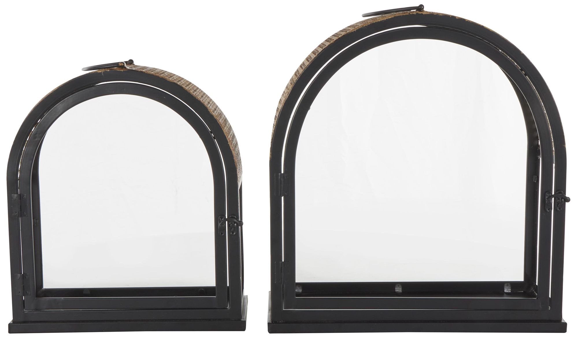 Image 6 Black Metal Industrial Candle Lantern, S/2 17", 14"H more views