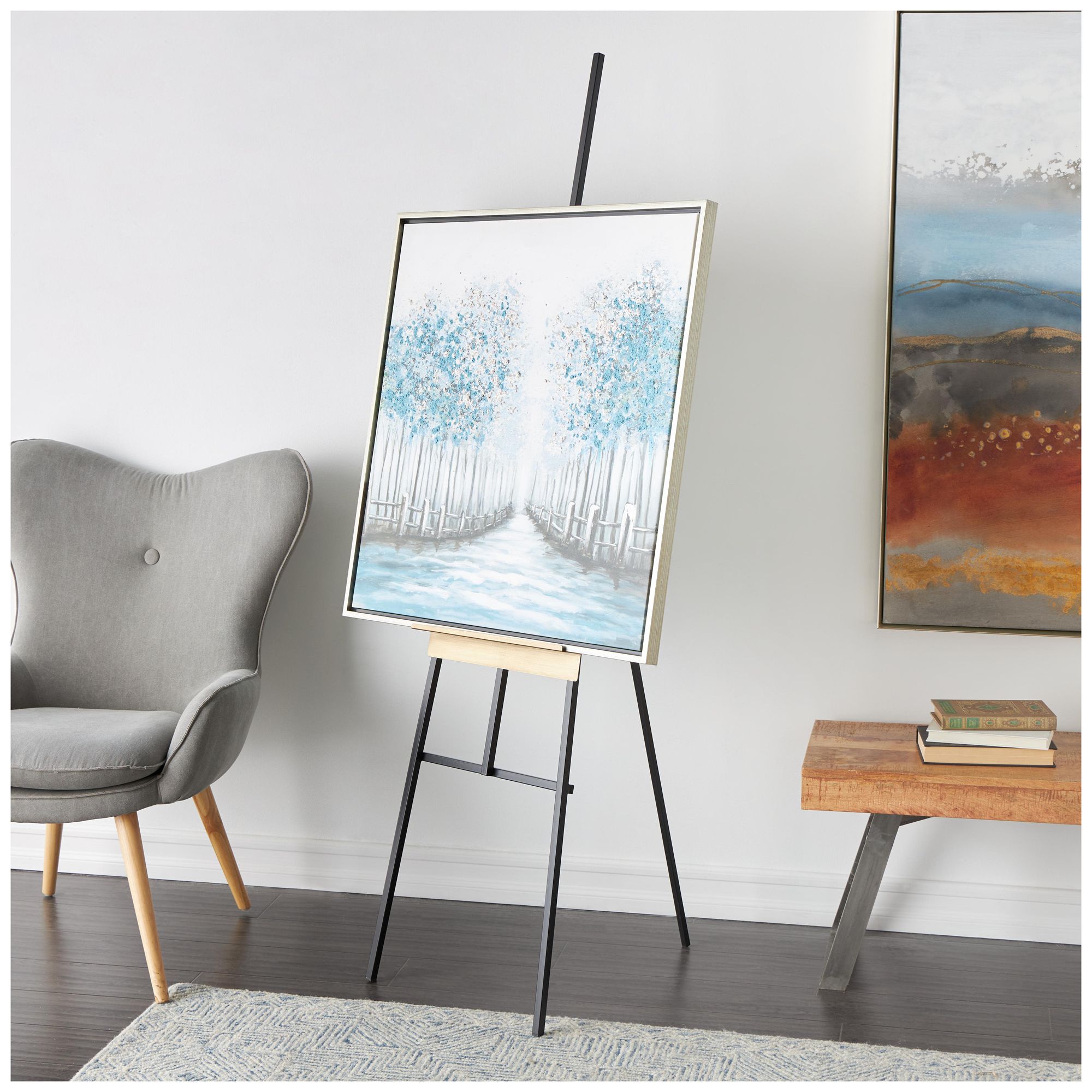 Image 4 Black Metal Industrial Easel, 15" x 24" x 69" more views