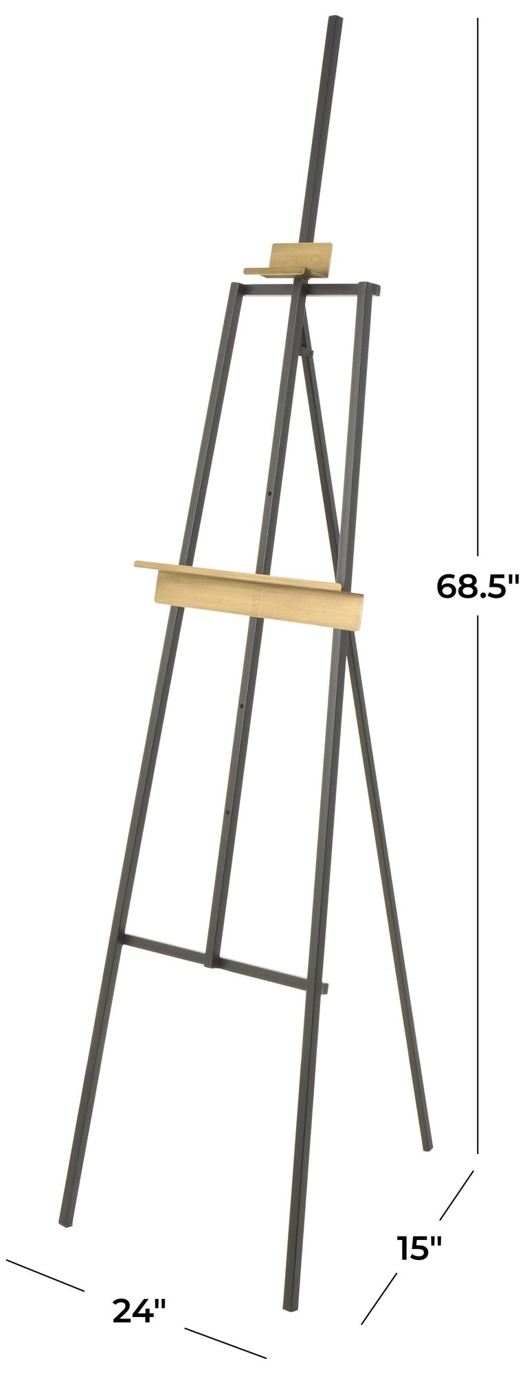 Image 7 Black Metal Industrial Easel, 15" x 24" x 69" more views