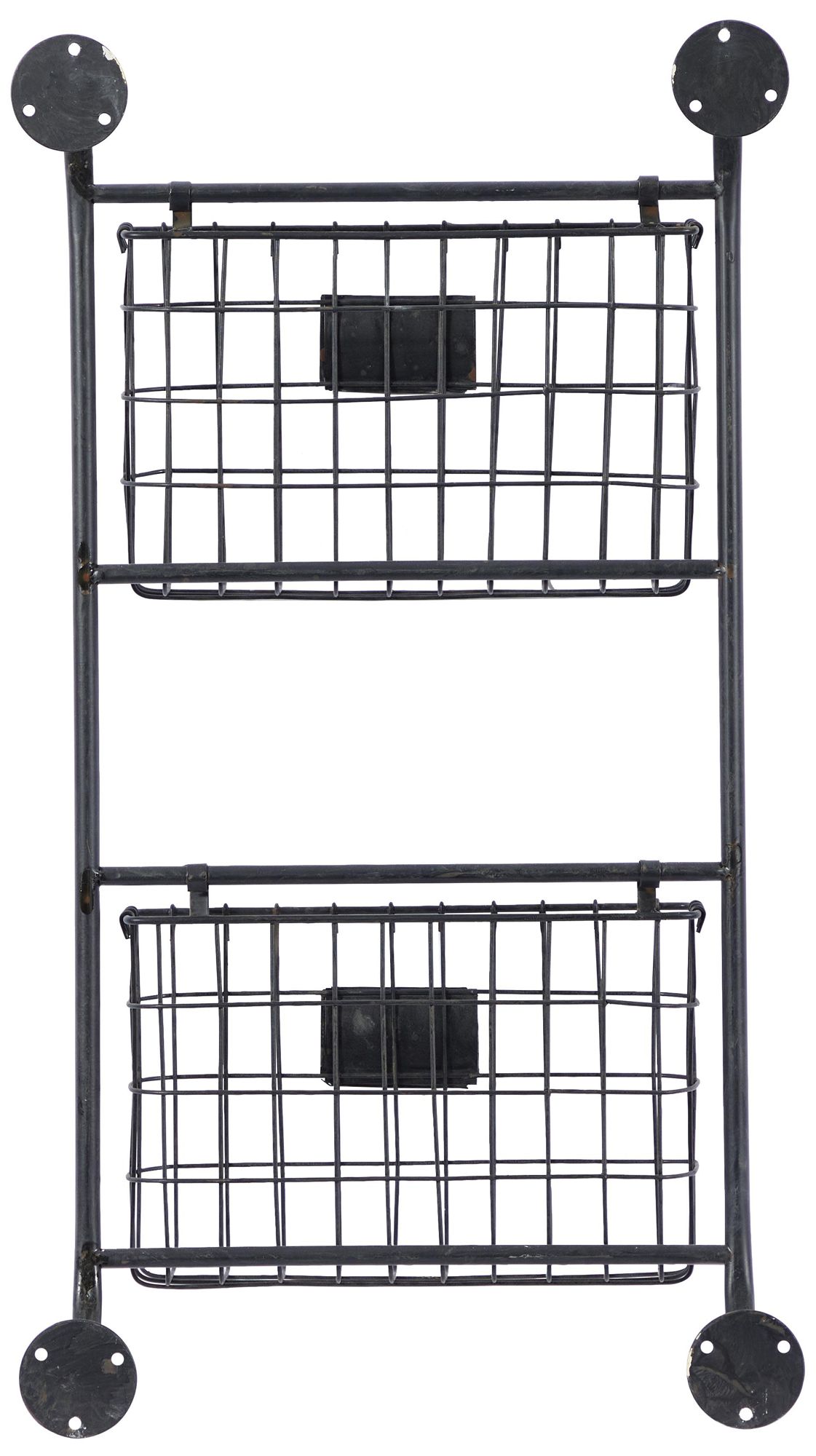 Image 4 Black Metal Industrial Magazine Rack Holder, 16" x 3" x 28" more views