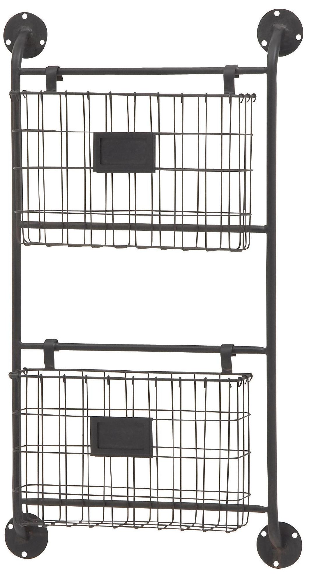 Image 5 Black Metal Industrial Magazine Rack Holder, 16" x 3" x 28" more views