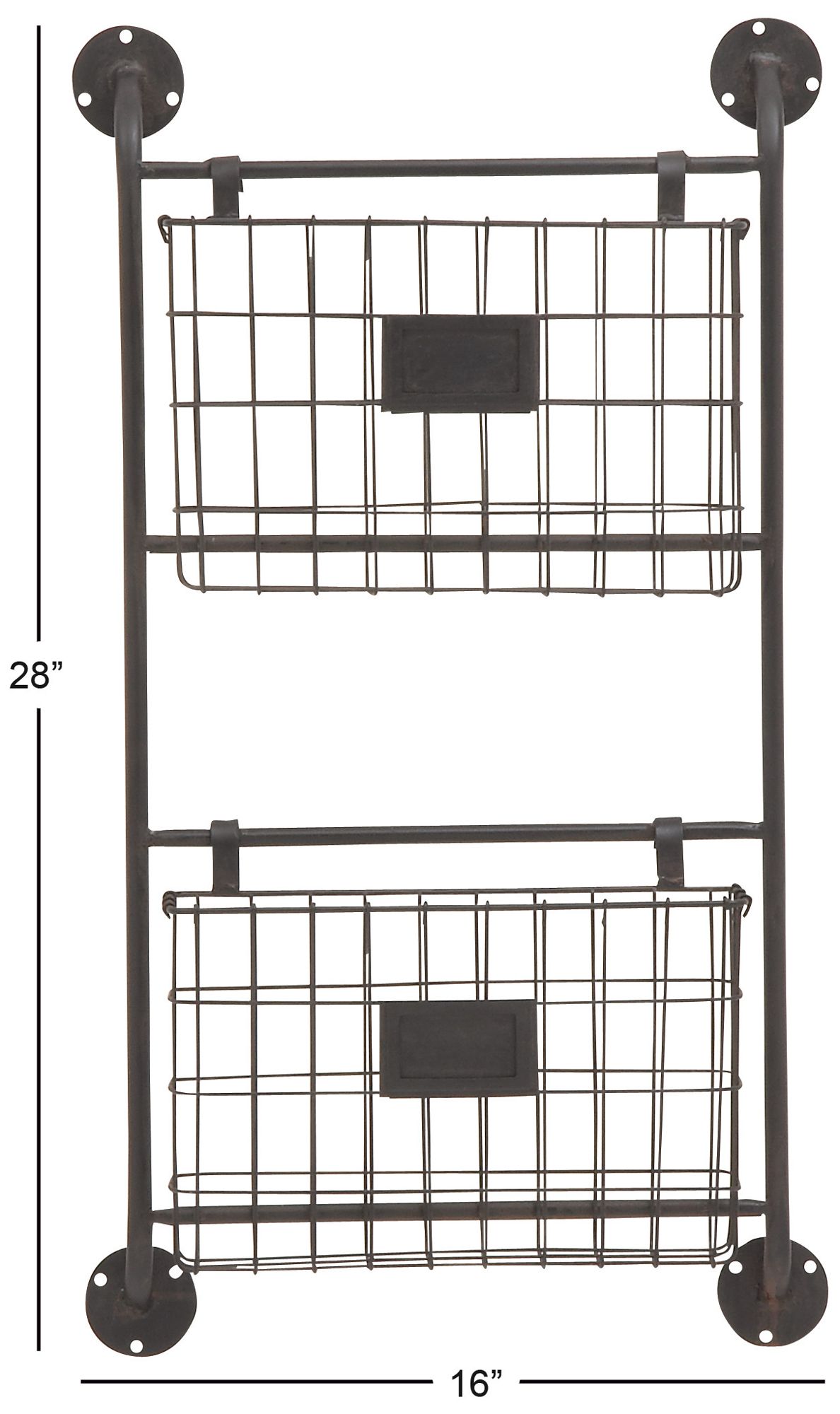 Image 6 Black Metal Industrial Magazine Rack Holder, 16" x 3" x 28" more views