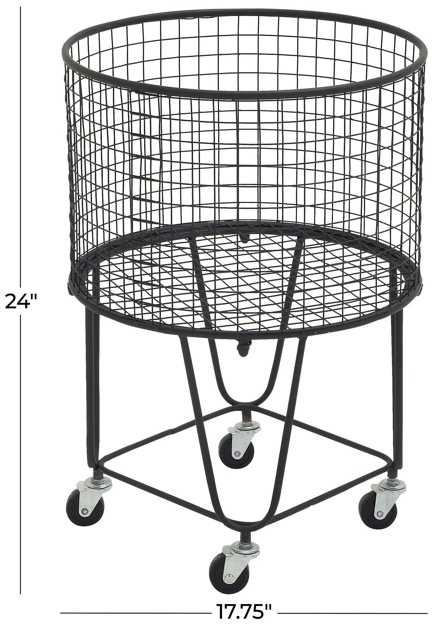 Image 5 Black Metal Industrial Storage Cart, 18" x 18" x 24" more views