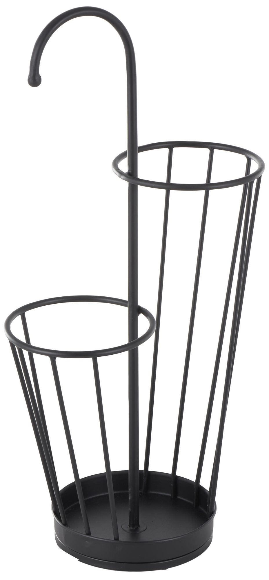 Image 5 Black Metal Industrial Umbrella Stand, 13" x 8" x 27" more views
