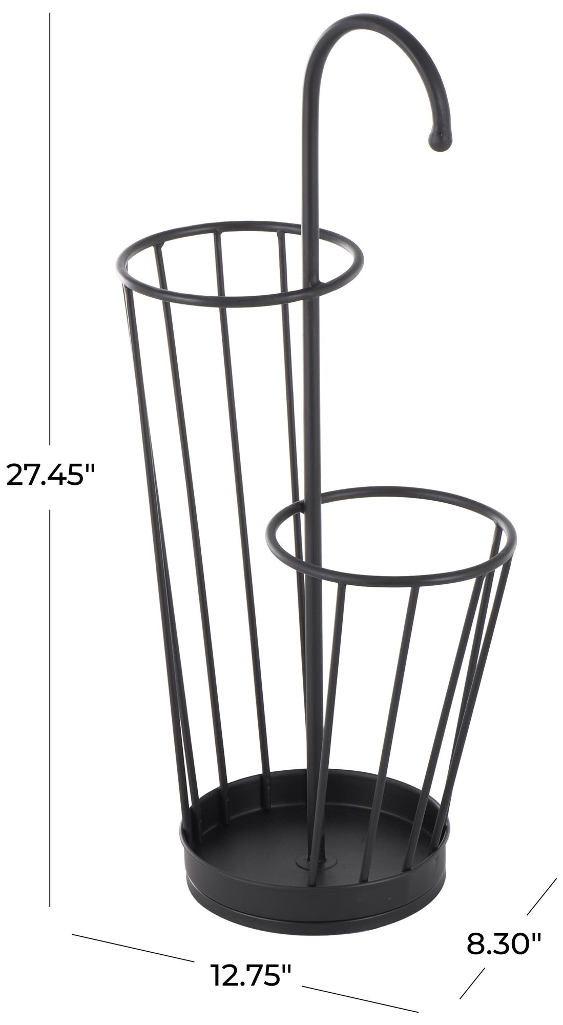 Image 7 Black Metal Industrial Umbrella Stand, 13" x 8" x 27" more views