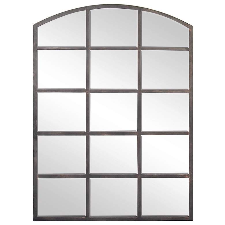 Image 1 Black Metal Industrial Wall Mirror, 30" x 1" x 40"