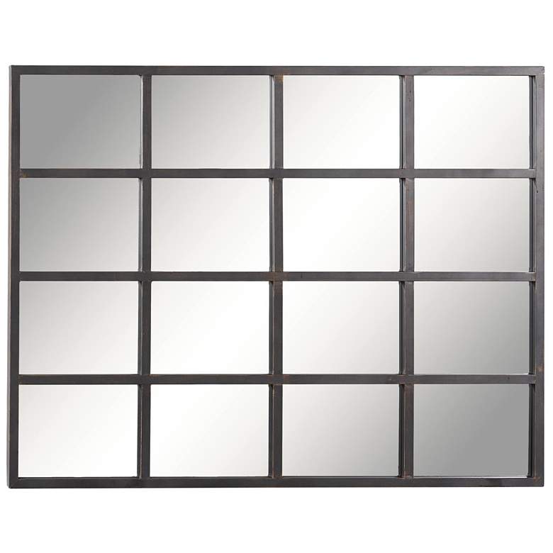 Image 1 Black Metal Industrial Wall Mirror, 35" x 1" x 45"