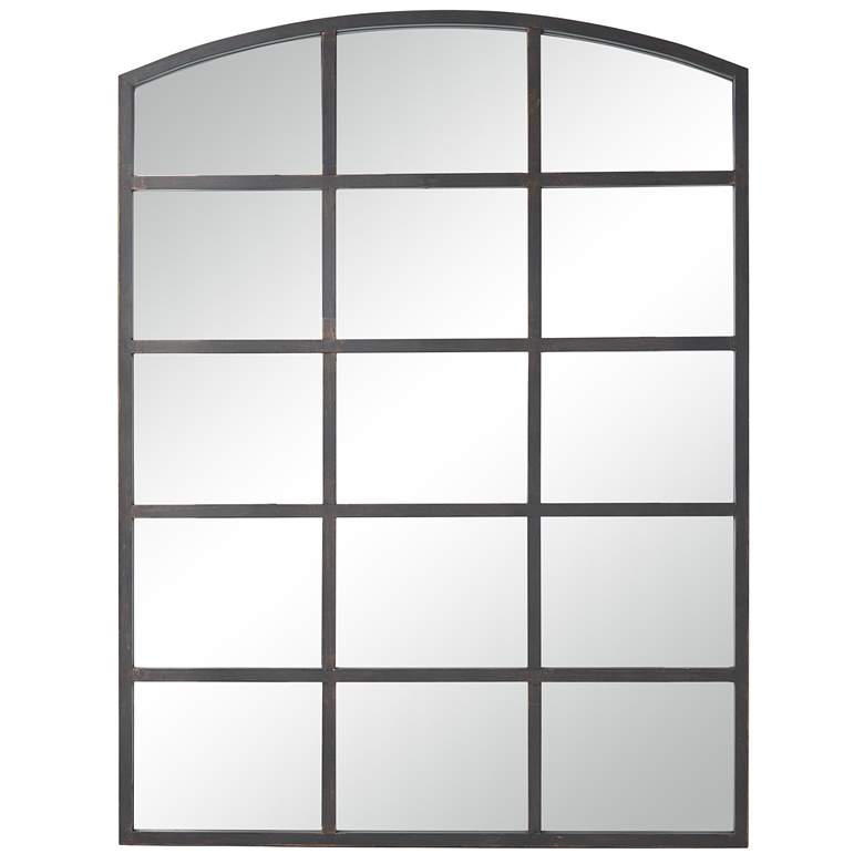 Image 1 Black Metal Industrial Wall Mirror, 36" x 1" x 48"