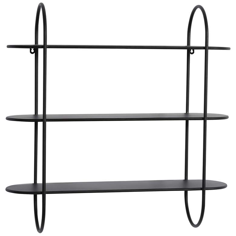 Image 1 Black Metal Industrial Wall Shelf, 28" x 8" x 28"