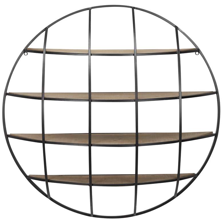 Image 1 Black Metal Industrial Wall Shelf, 36" x 9" x 36"