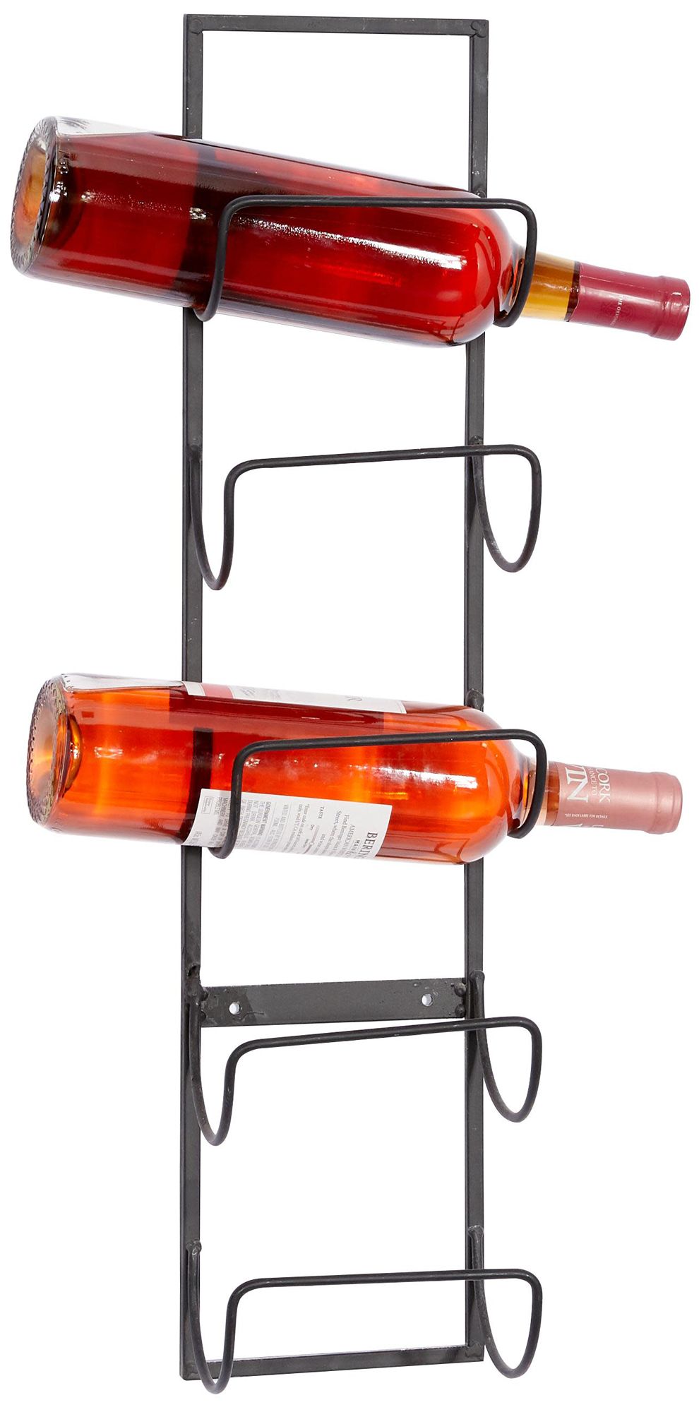 Image 2 Black Metal Industrial Wall Wine Rack, 6" x 5" x 25"