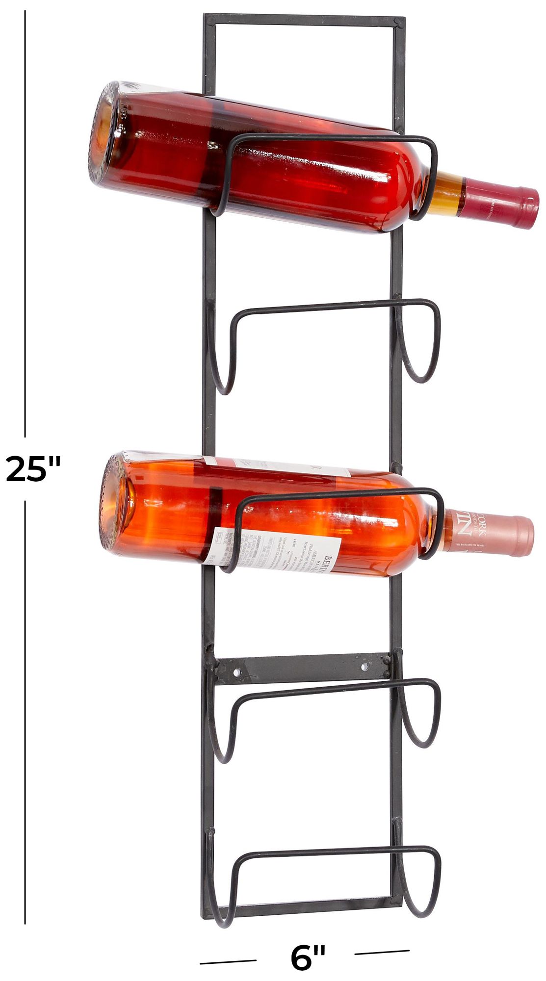 Image 7 Black Metal Industrial Wall Wine Rack, 6" x 5" x 25" more views