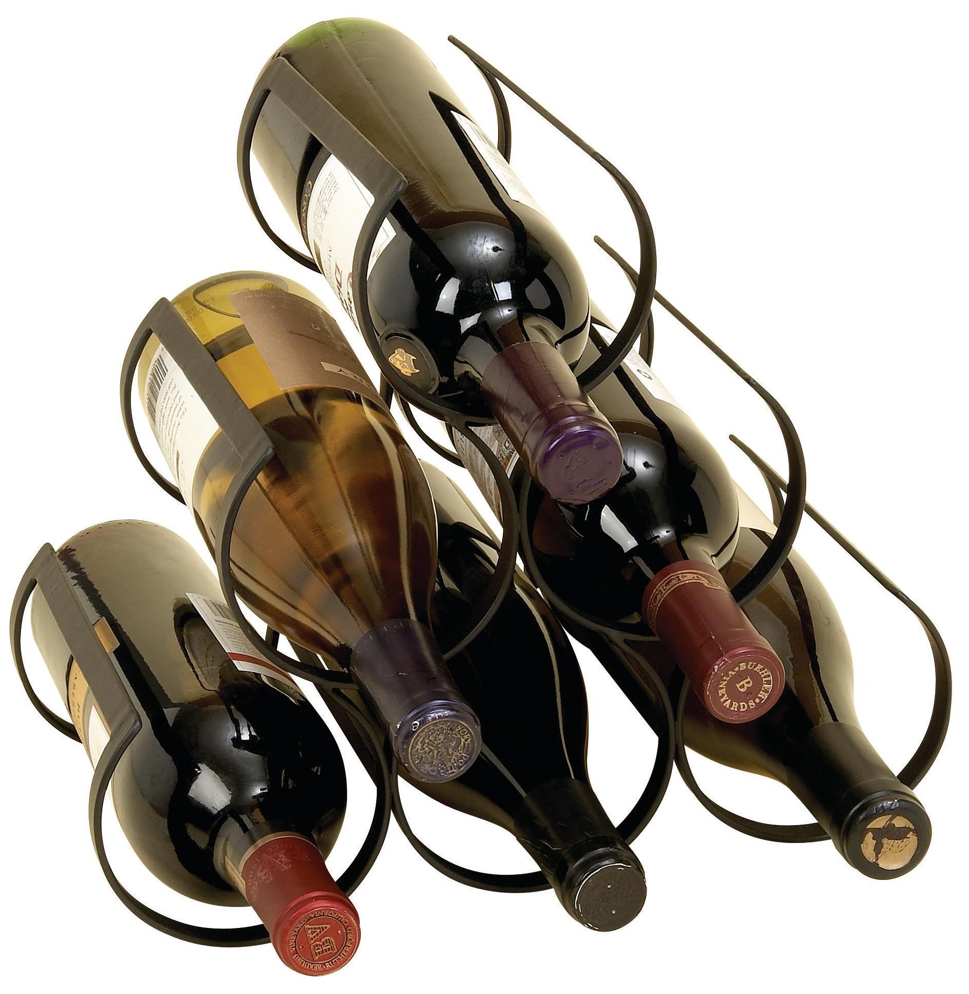 Image 2 Black Metal Industrial Wine Rack, 12" x 7" x 10"