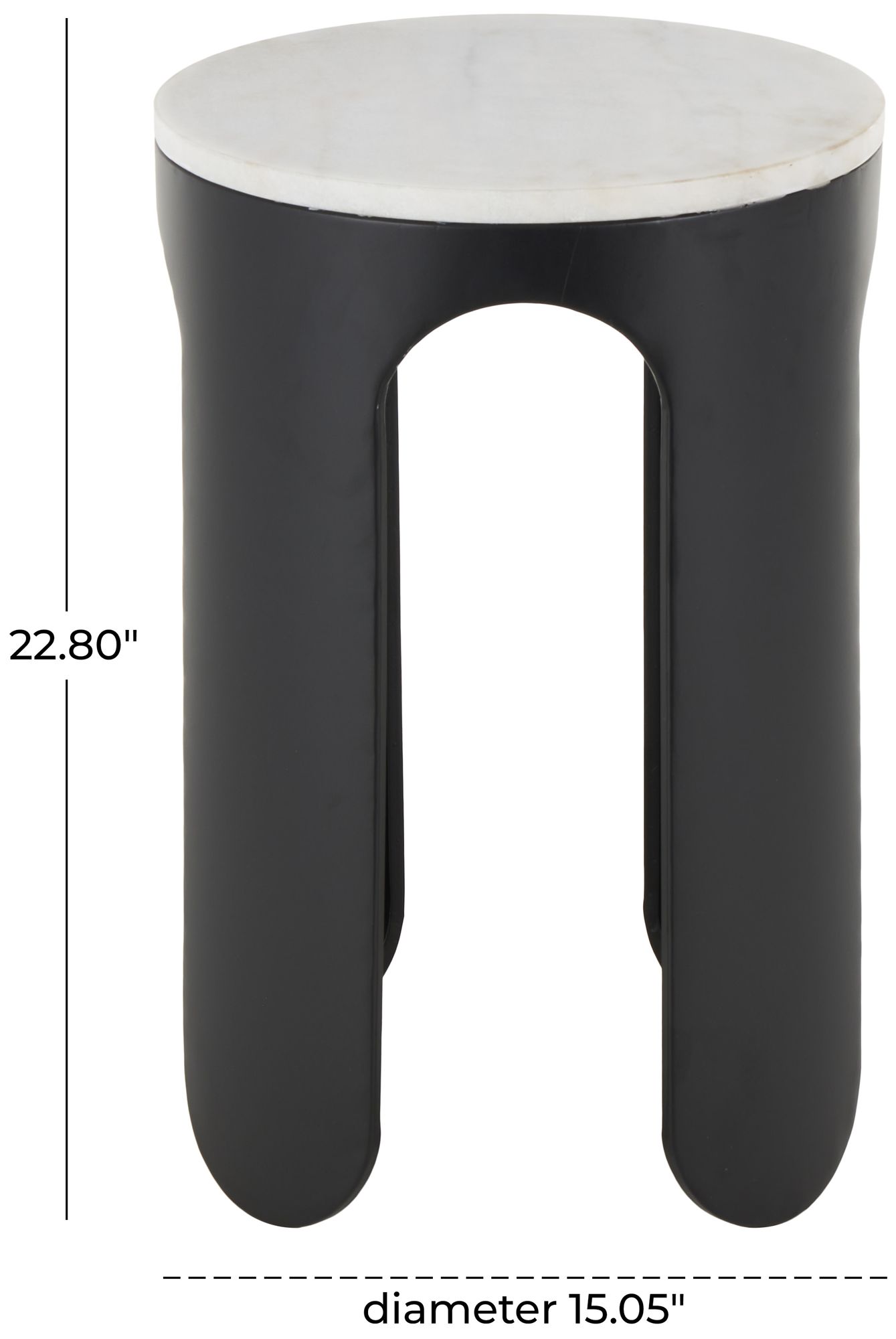 Image 7 Black Metal Modern Accent Table, 15" x 15" x 23" more views