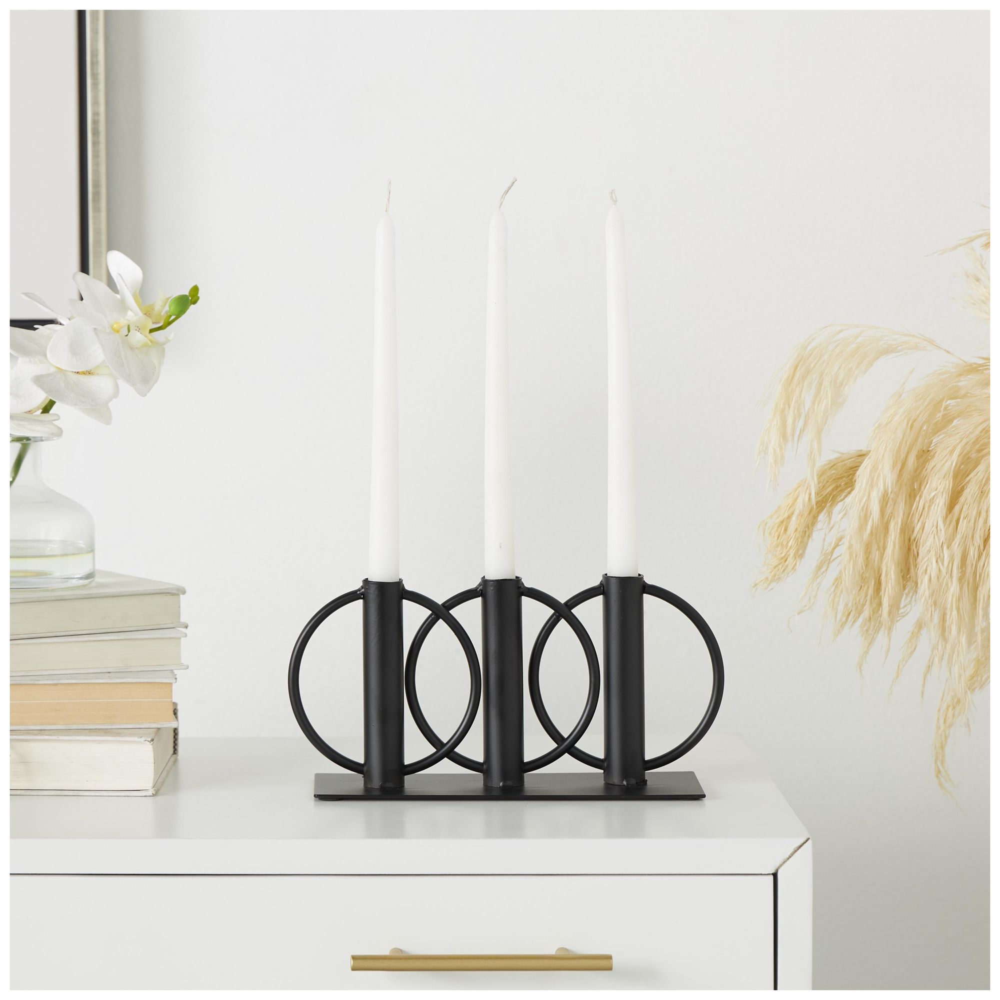 Image 2 Black Metal Modern Candelabra, 11" x 3" x 5" more views