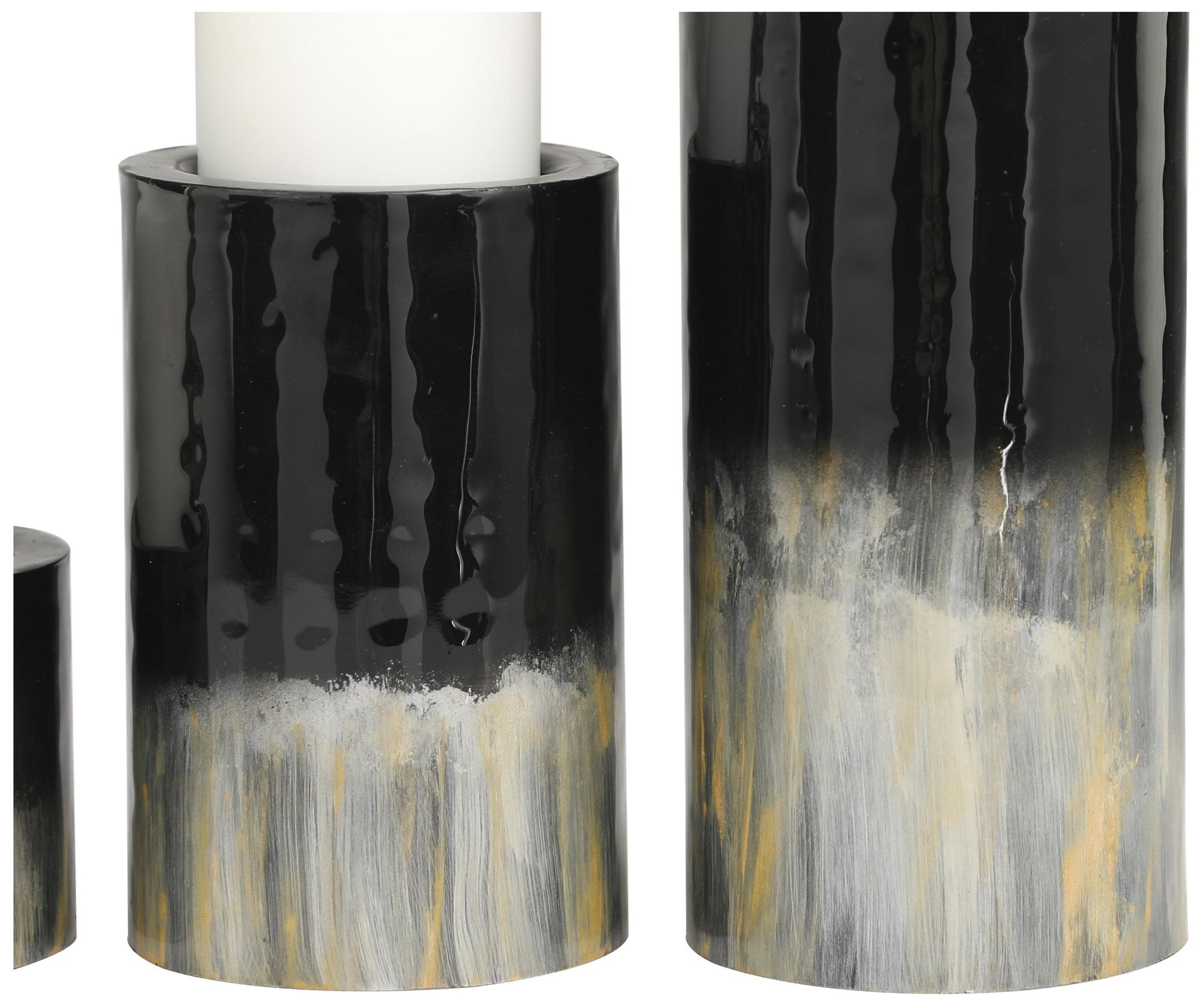 Image 2 Black Metal Modern Candle Holder, S/3 11", 7", 4"H more views