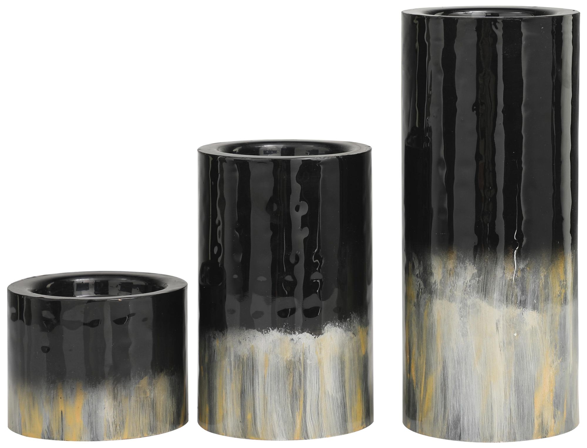 Image 4 Black Metal Modern Candle Holder, S/3 11", 7", 4"H more views