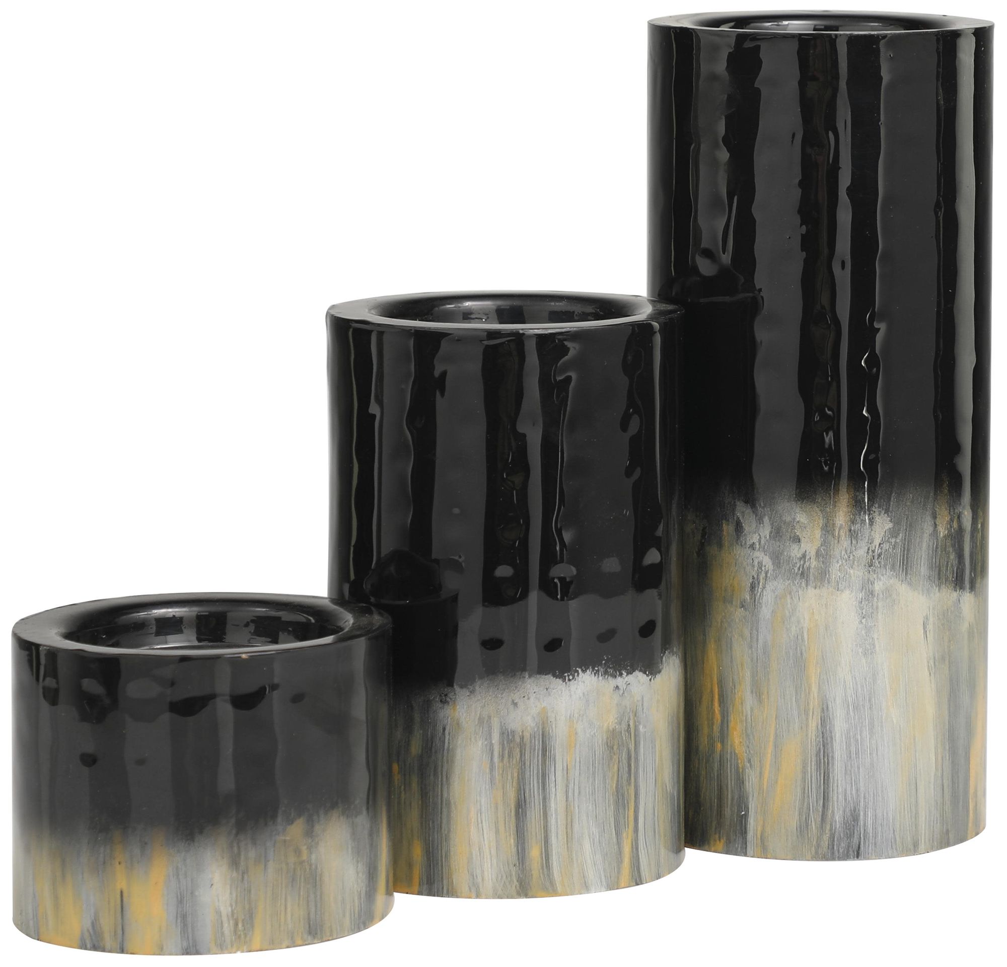 Image 5 Black Metal Modern Candle Holder, S/3 11", 7", 4"H more views