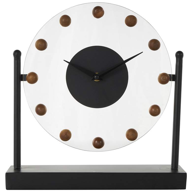 Image 1 Black Metal Modern Clock, 11" x 3" x 11"