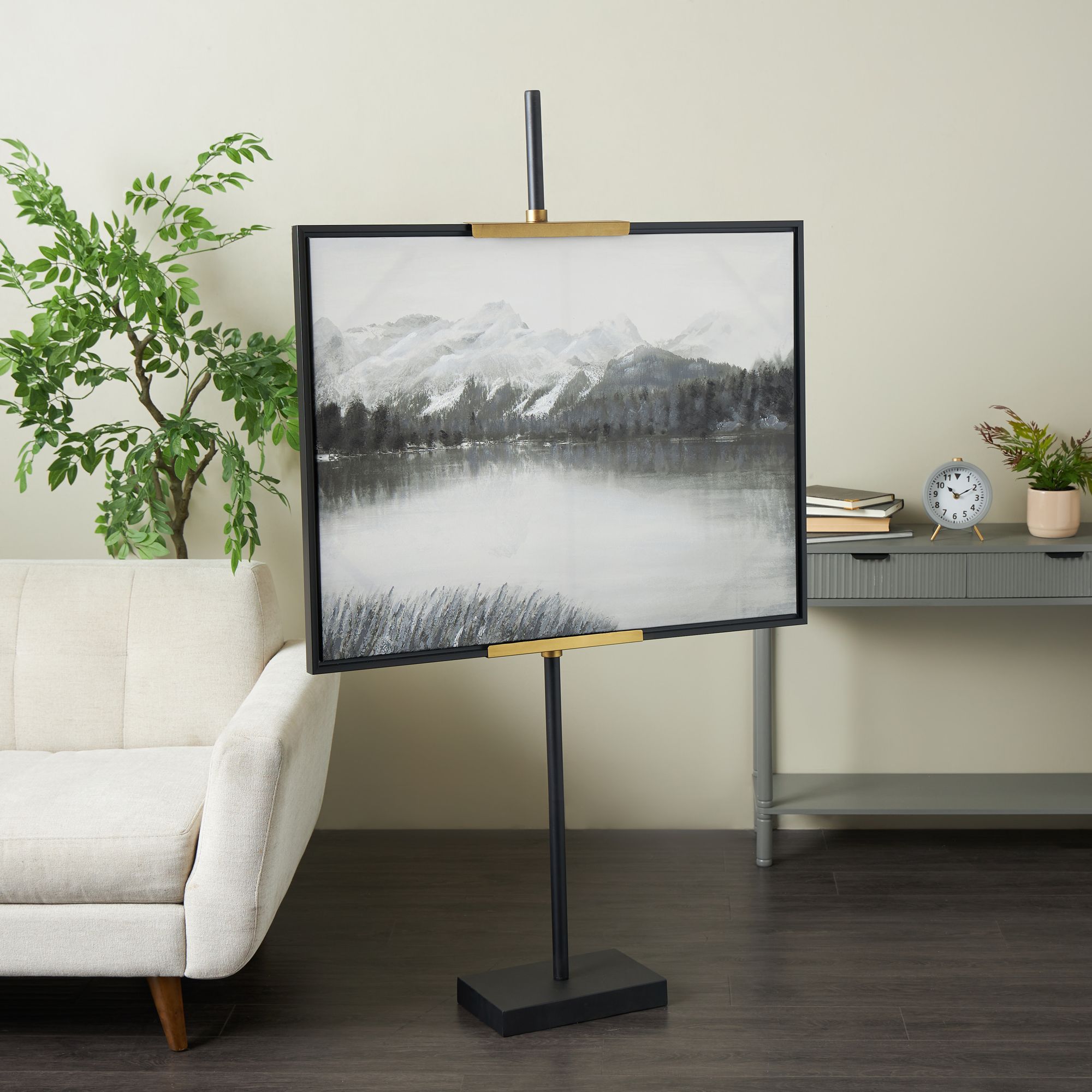 Image 4 Black Metal Modern Easel, 13" x 8" x 65" more views