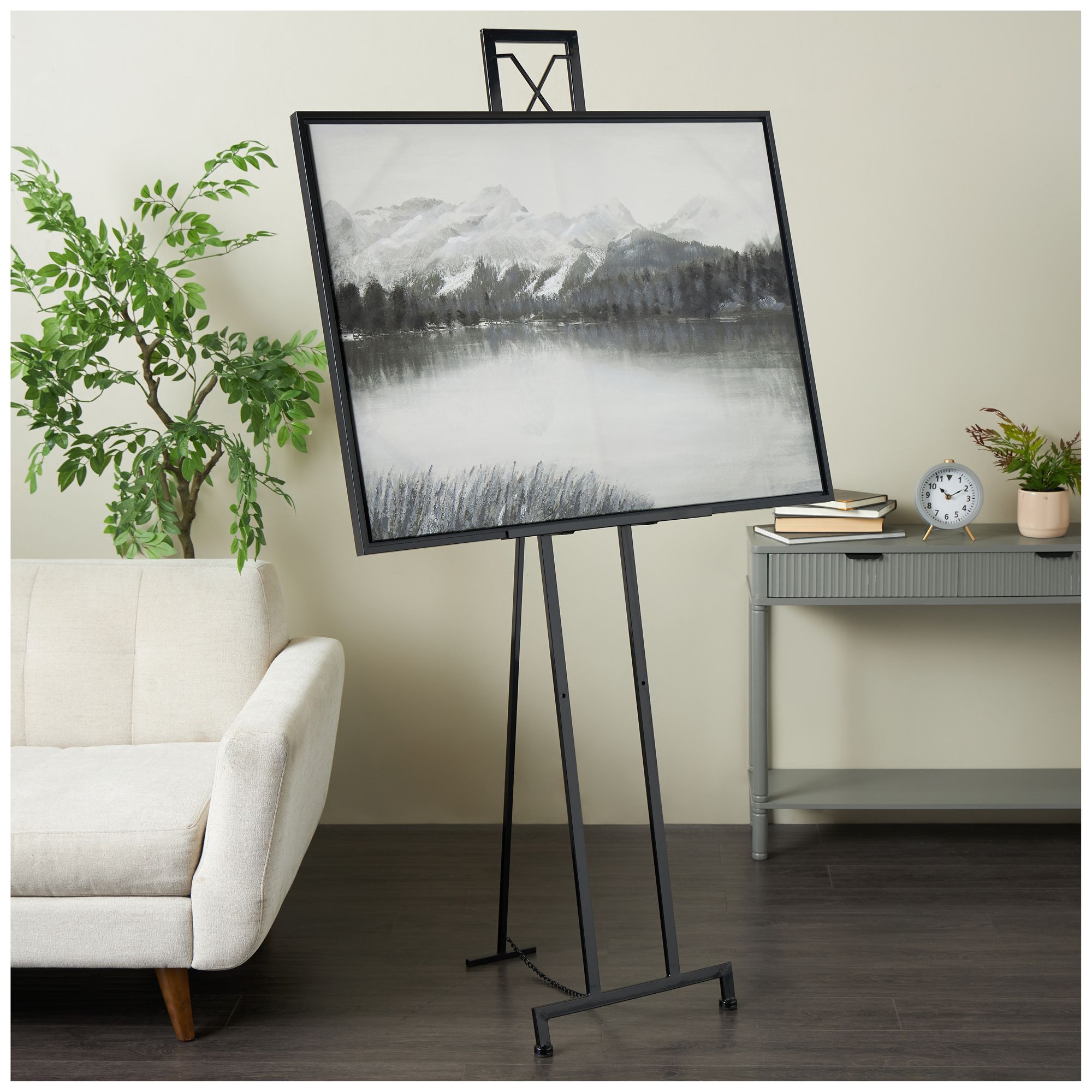 Image 4 Black Metal Modern Easel, 17" x 19" x 70" more views