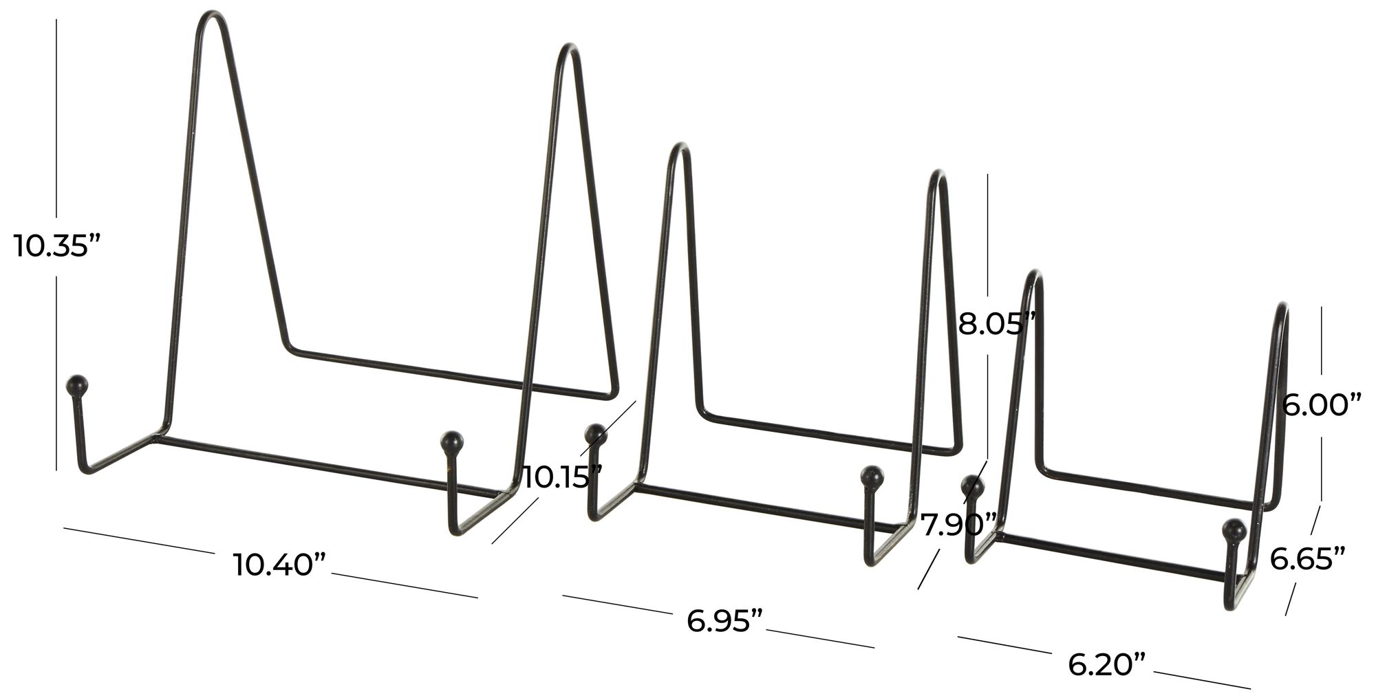 Image 7 Black Metal Modern Easel, S/3 10", 8", 6"H more views