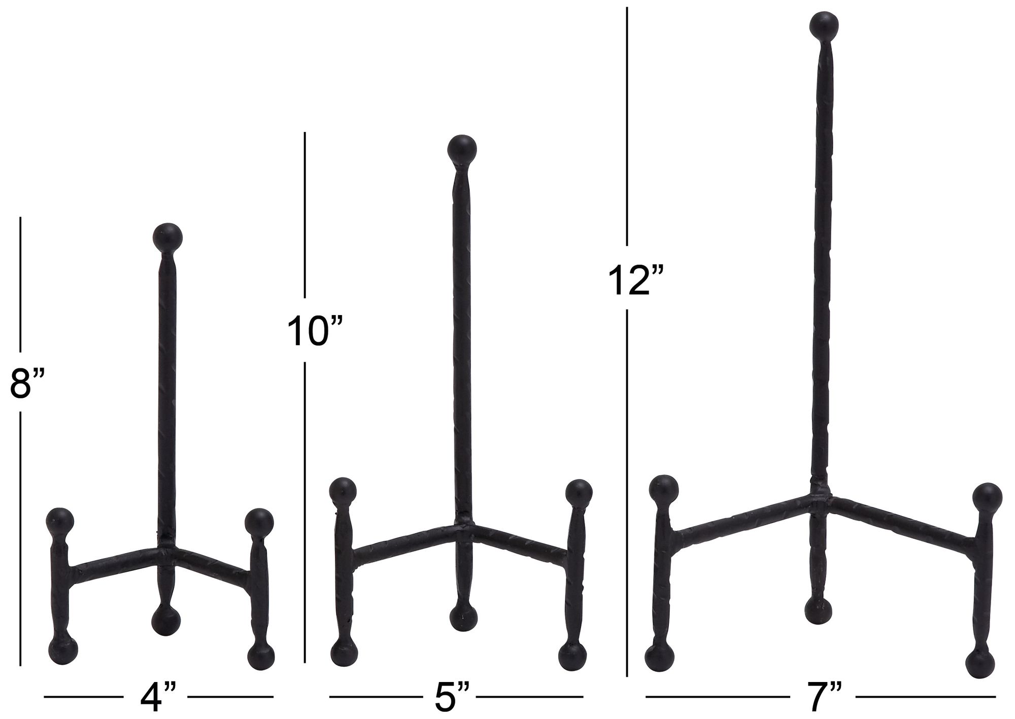 Image 7 Black Metal Modern Easel, S/3 12", 10", 8"H more views