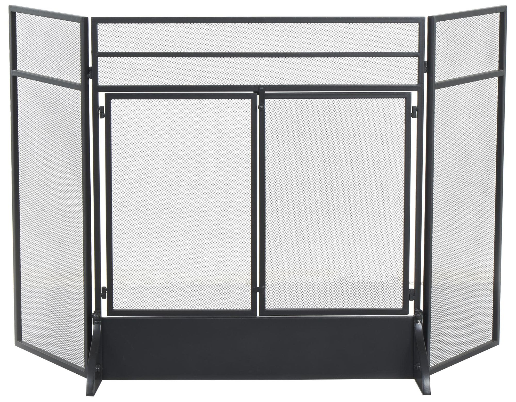 Image 2 Black Metal Modern Fireplace Screen, 27" x 19" x 30"