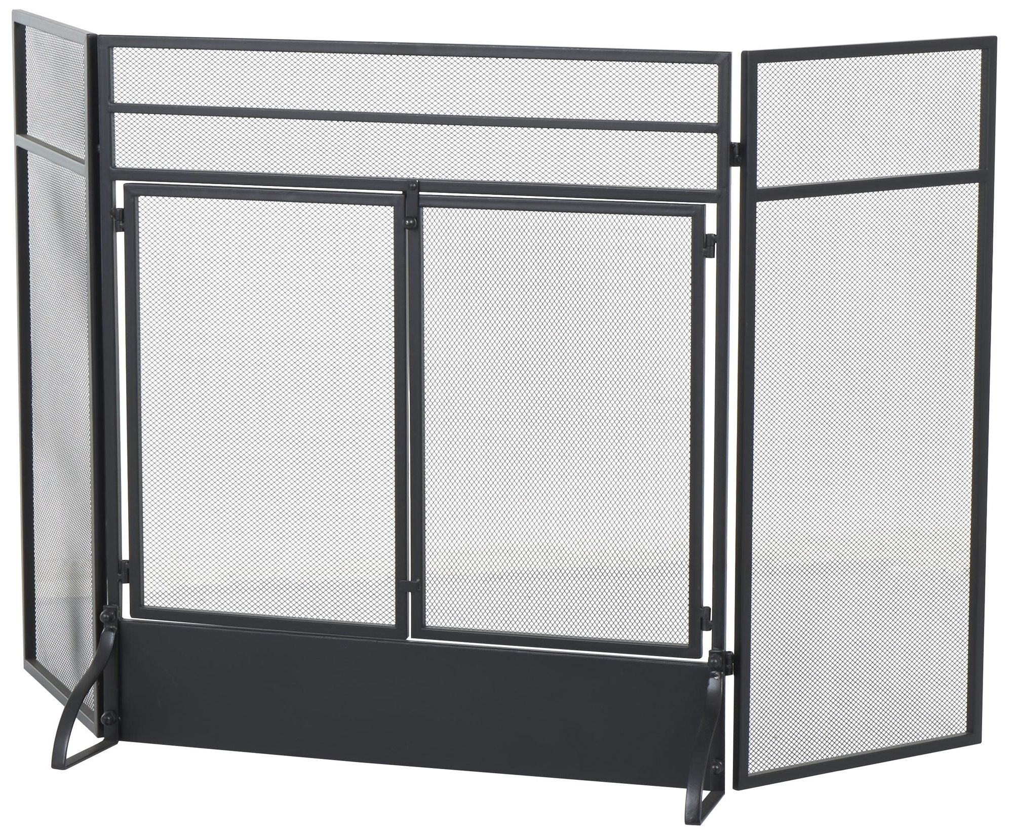 Image 6 Black Metal Modern Fireplace Screen, 27" x 19" x 30" more views