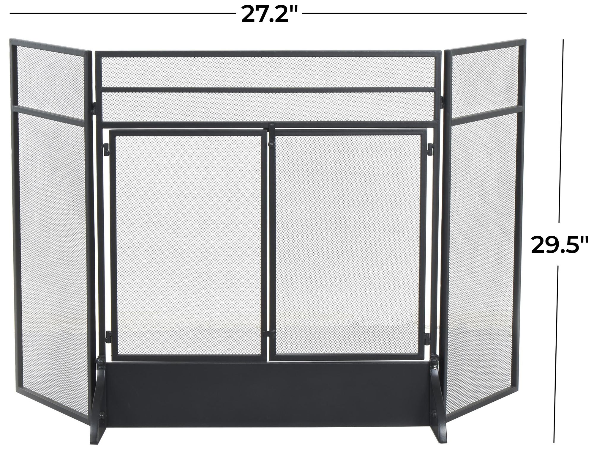 Image 7 Black Metal Modern Fireplace Screen, 27" x 19" x 30" more views