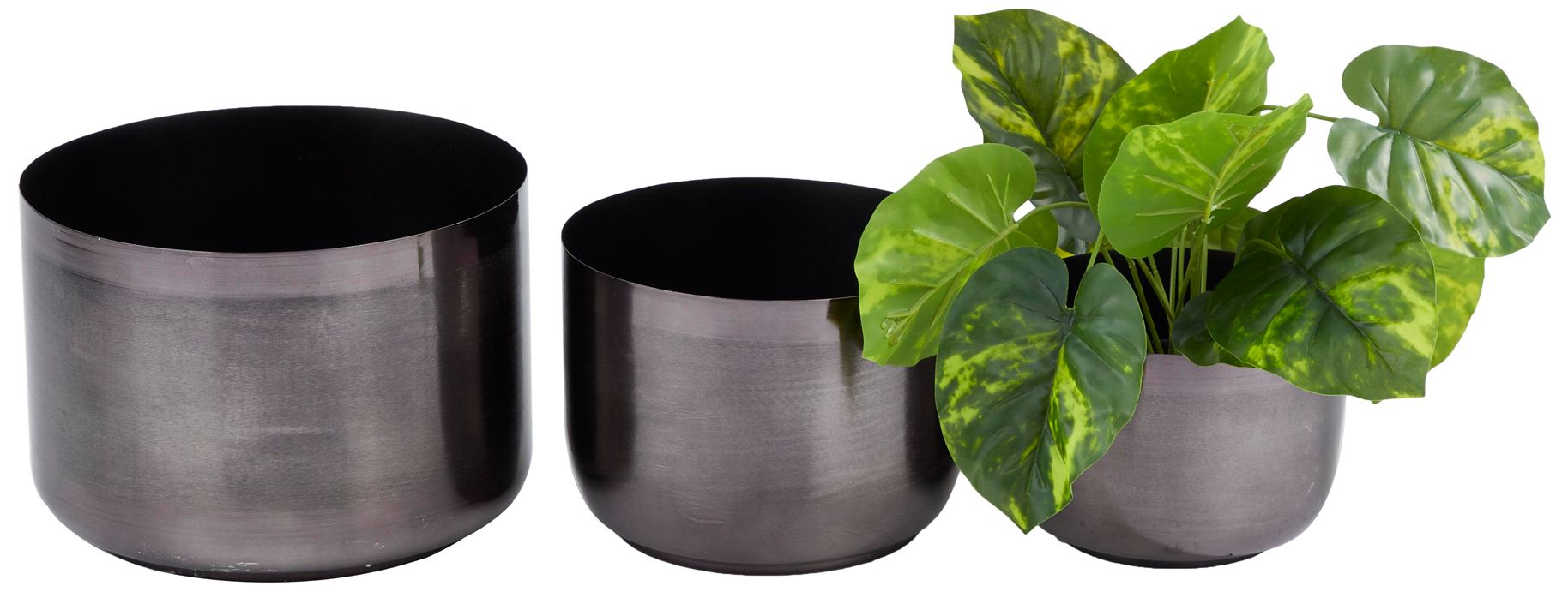 Image 2 Black Metal Modern Planter, S/3 9", 7", 6"H