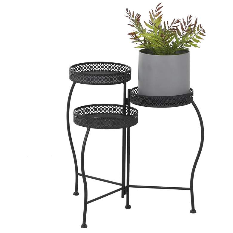 Image 2 Black Metal Modern Plantstand, 17" x 17" x 20"
